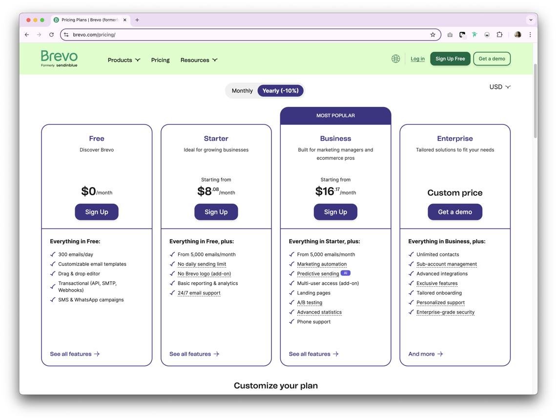 Brevo Pricing Plans and Costs
