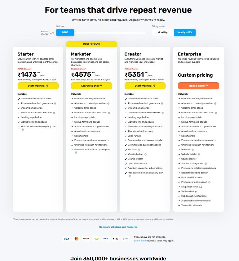 GetResponse Pricing and Plans