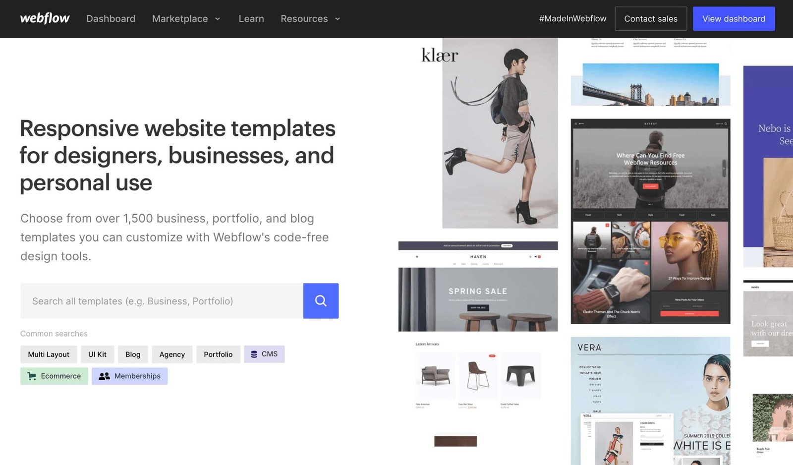 Webflow Templates and Design Tools